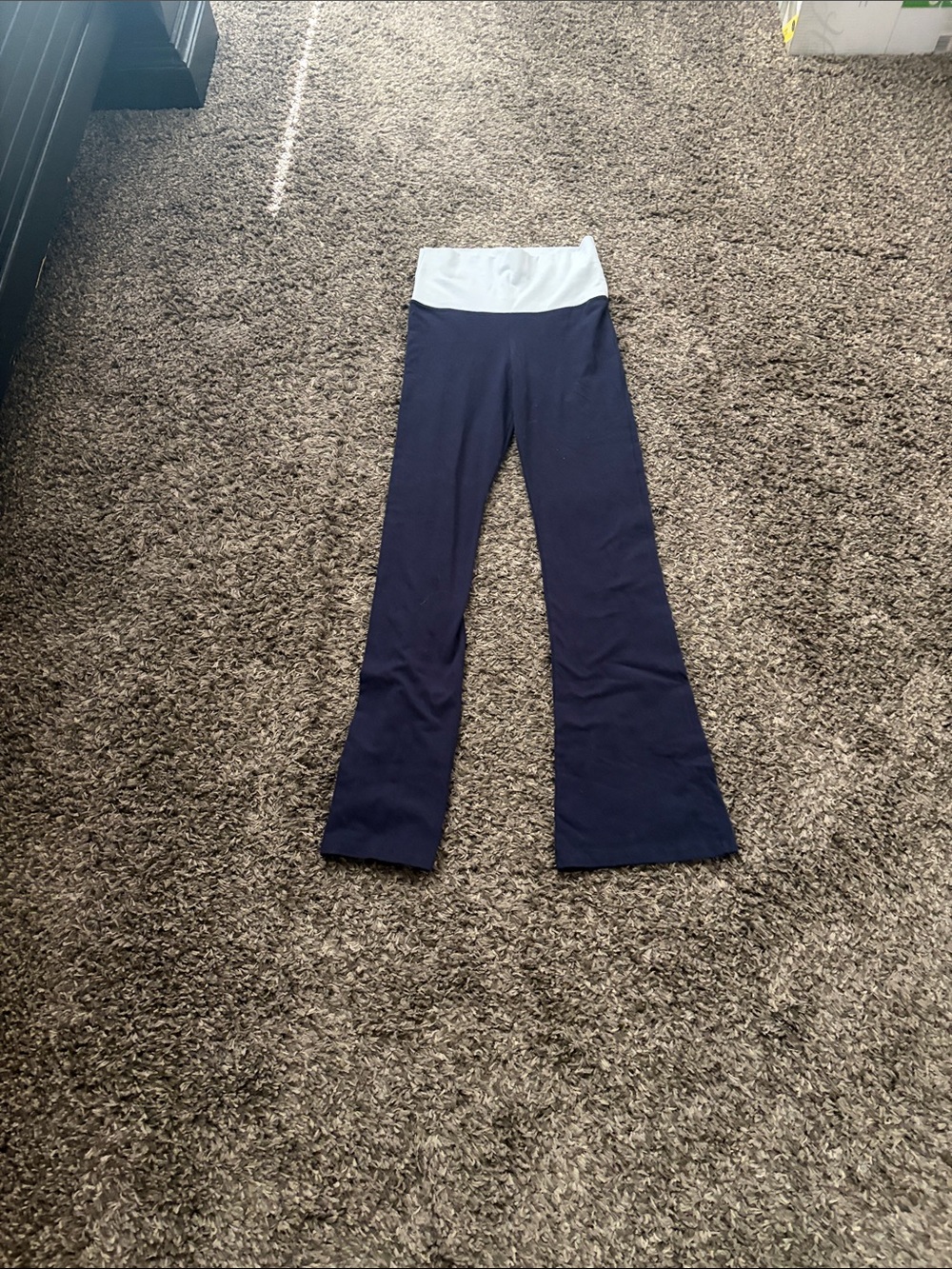 Brandy Melville Navy Leggings with White Fold-Over Waistband